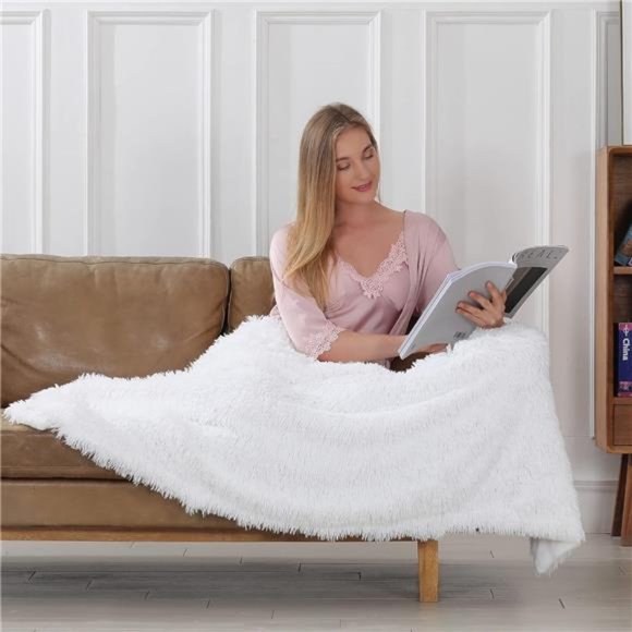 Decorative Extra Soft Faux Fur Blanket Twin Size 70" x78",Solid Reversible Fuzzy - Picture 3 of 6